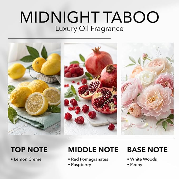 Midnight Taboo Diffuser Oil, 3.3 Fl Oz 100 mL Inspired by Luxury Hotels, Hotel Scent for Home, Office, Bathroom, Aromatherapy Blend of Essential Oil, Lemon & Pomegranate Scents - Bloomnest