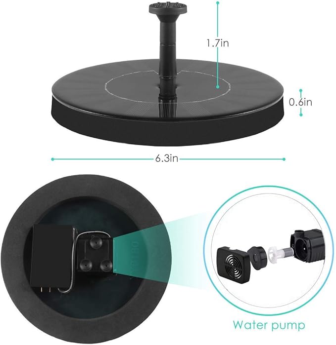 Solar Fountain Water Pump for Bird Bath, New Upgraded Mini Solar Powered Fountain Pump 1.5W Free Standing Solar Panel Kit Water Fountain for Garden, Pond, Pool, and Outdoor - Bloomnest