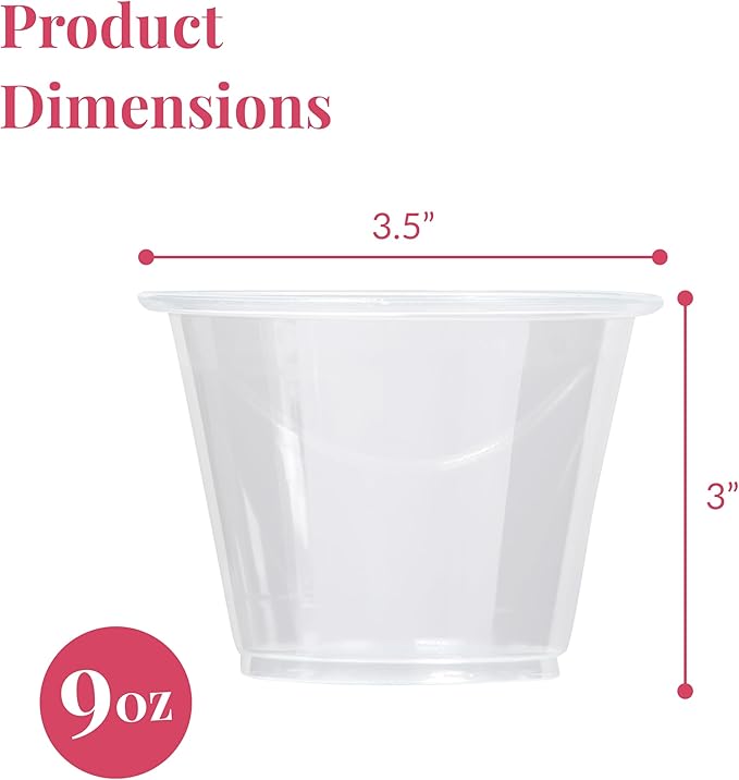 Prestee 1000 Clear Plastic Shot Glasses Disposable - Cocktails, Juice and Plastic Wine Glasses Disposable Party Cups for Adults- Indoor/Outdoor Events, Everyday Use - 9 oz Food-Grade Material - Bloomnest