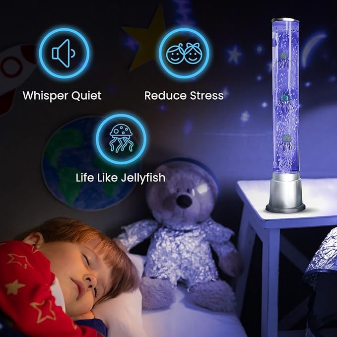 Shop LC Jellyfish Lamp Bubble Lights with 6 LED Color Automatic Changing Night Light Moving Jelly Fish Aquarium - Sensory Tube Tower Table Desk Lava Lamp for Bedroom Home Decor Christmas Gifts 1.9FT - Bloomnest