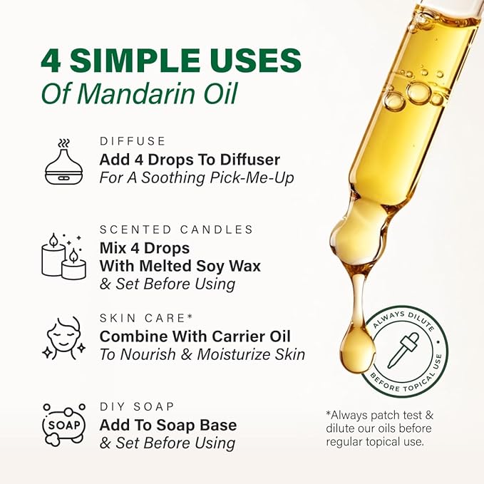 KUKKA Mandarin Essential Oils - 4 Fl Oz - for Hair, Skin, Diffuser, Aromatherapy & DIY Soap Making Scent - Bloomnest