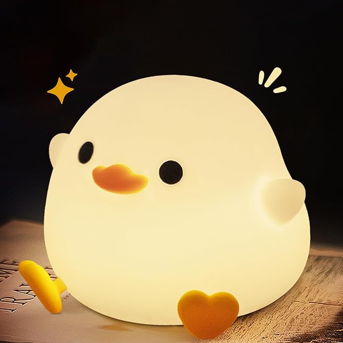 Cute Duck Night Light, Dodo Duck Lamp, Bean Shape, LED Squishy Novelty Ducky Light, Food Grade Silicone Dimmable Nightlight, Light Up Duck Gifts, Baby Kids Nursery Room College Dorm Décor - Bloomnest