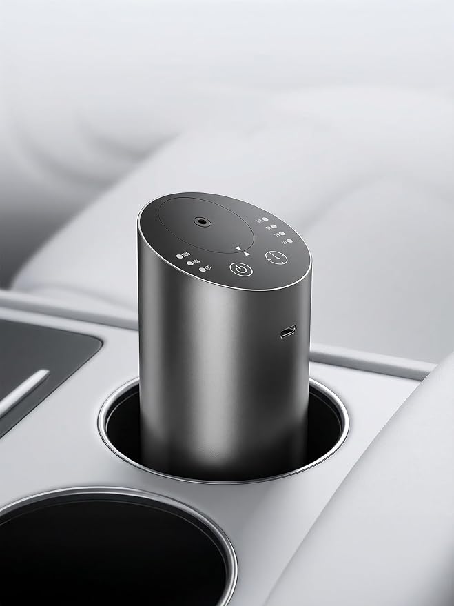 Waterless Car Diffuser, Battery Operated Essential Oil Diffuser with Timer, No Leakage Technology, Super Quiet Cordless Aromatherapy for Car - Bloomnest