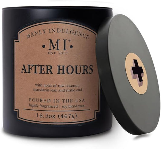 Manly Indulgence After Hours Scented Candles for Men, 2 Wick, 16.5 oz, Premium Soy Blend Wax, 60H Burn, Candles for Home Scented - Made in The USA - Bloomnest