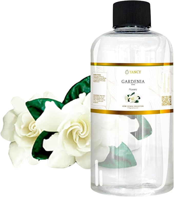 YANCY Gardenia Home Collection Fragrance Oil (8 oz), Pure Gardenia Floral Scent, Elegant Fragrance for Diffusers, Oil Burners & Aroma Lamps, Fresh Floral Ambiance for Any Room YancySpa