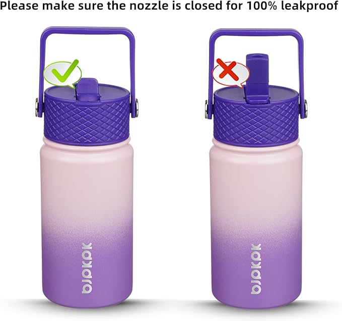 BJPKPK Insulated Water Bottle with Straw Lid, 15 oz Stainless Steel Metal Water Bottles, Reusable Leak Proof BPA Free Thermo, Flask, Cups - Violet - Bloomnest