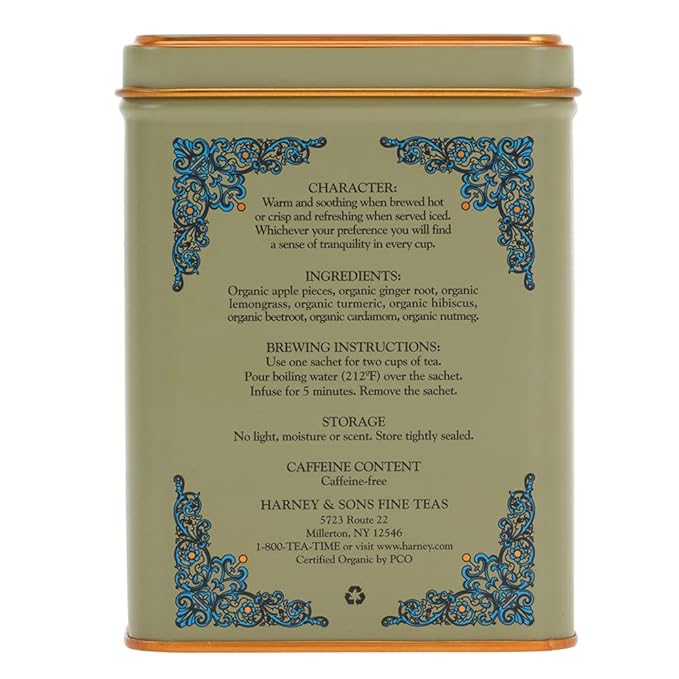 Harney & Sons HT Organic Ginger Turmeric Tea, 20 Sachets of Soothing Ginger Turmeric Tea - Bloomnest