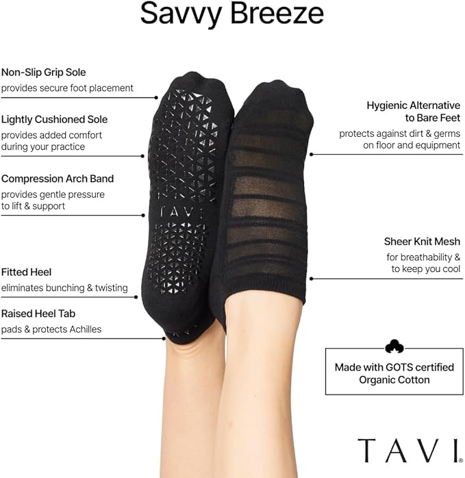 TAVI Women’s Savvy Grip Socks - Pilates for Women, Slipper, Yoga, and Ballet, Barre - Bloomnest