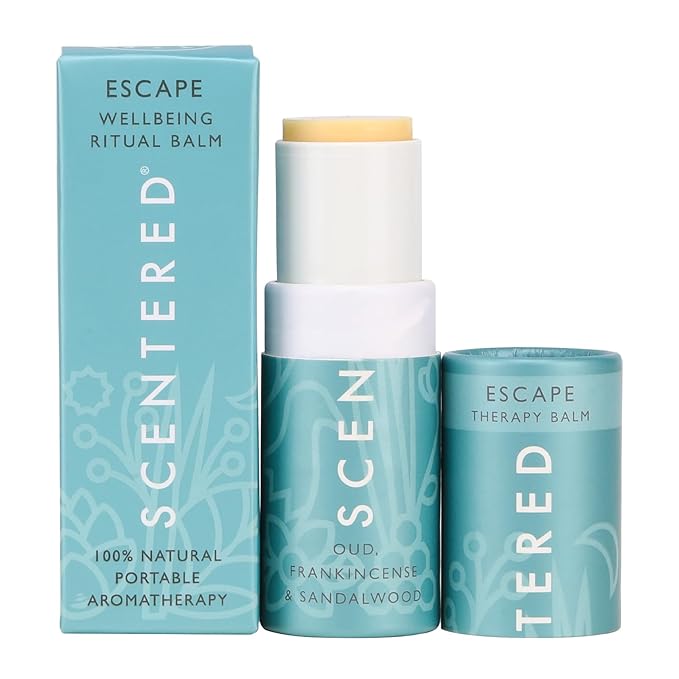 Scentered Aromatherapy Balm Stick - Escape - Natural Calm Essential Oil Roll On - Meditation Aid for Relaxation & Self-Care - 100% Natural: Frankincense, Oud, Sandalwood - Mindfulness Gifts for Women - Bloomnest
