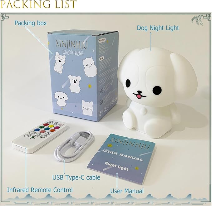 Night Light for Kids, Cute Dog Lamp Touch Nightlights Mood Light LED Soft Light with 9 Colors Changing Gift for Girls Kids, Boys, Elder, Women Bedroom, Bedsides Room Decor - Medium - Bloomnest