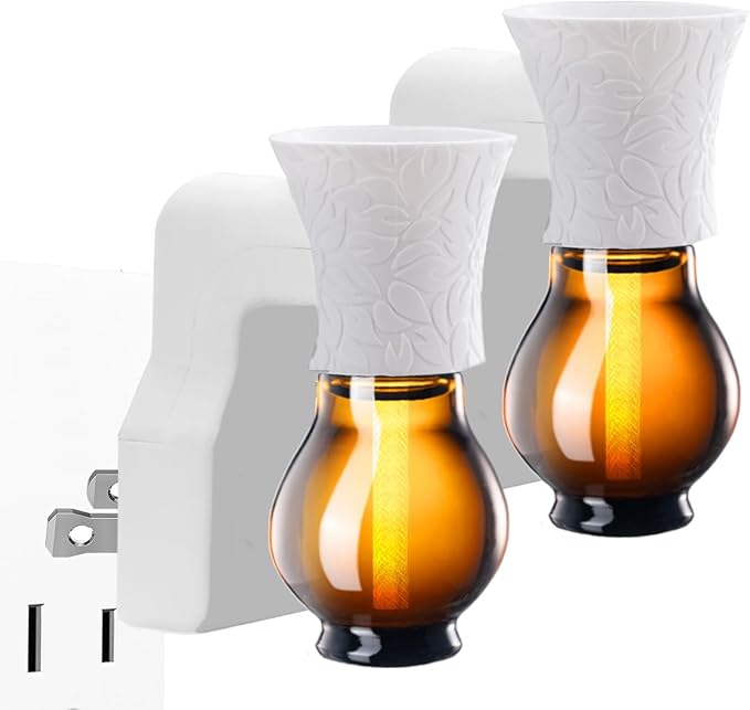 Blank Plug in Air Freshener,2-Set Wall Plug Oil Diffuser for DIY Characteristic Home Scent from Natural Essential Oil, EO+Water, Fragrance Refill (2 Polarized Plug+2 Glass+2 Wick) Earffloz