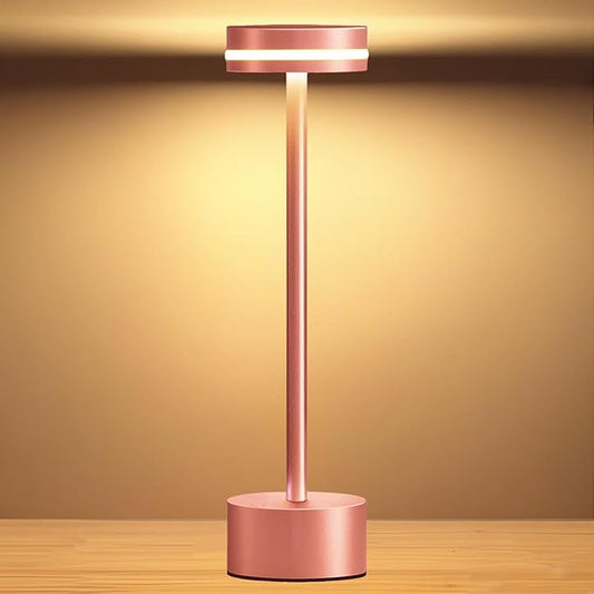Portable Rechargeable Bedside Lamp with Touch Stepless Dimming, Cordless Table Lamp Ideal for All Indoor & Outdoor Settings, Home, Bedroom, Hotel, Restaurant, Bar, Outdoor, 1 Pack (Rose Gold) - Bloomnest
