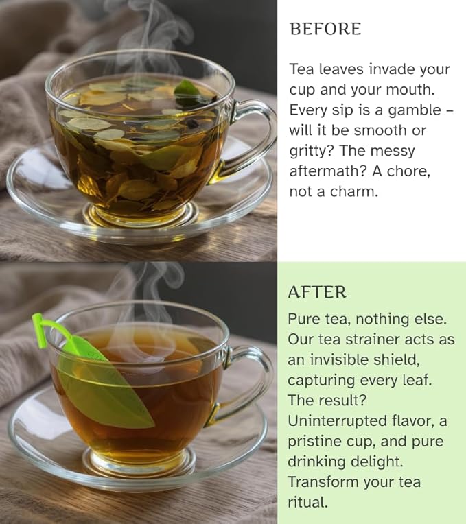 Cute Tea Infuser Silicone Tea Strainer Filters, Fine Mesh with Built-in Plunger Reusable Two Sides Strainers for Loose Tea/Tea Bag/Herbal/Spice Portable Teaware Accessories, Green-1 Pack - Bloomnest