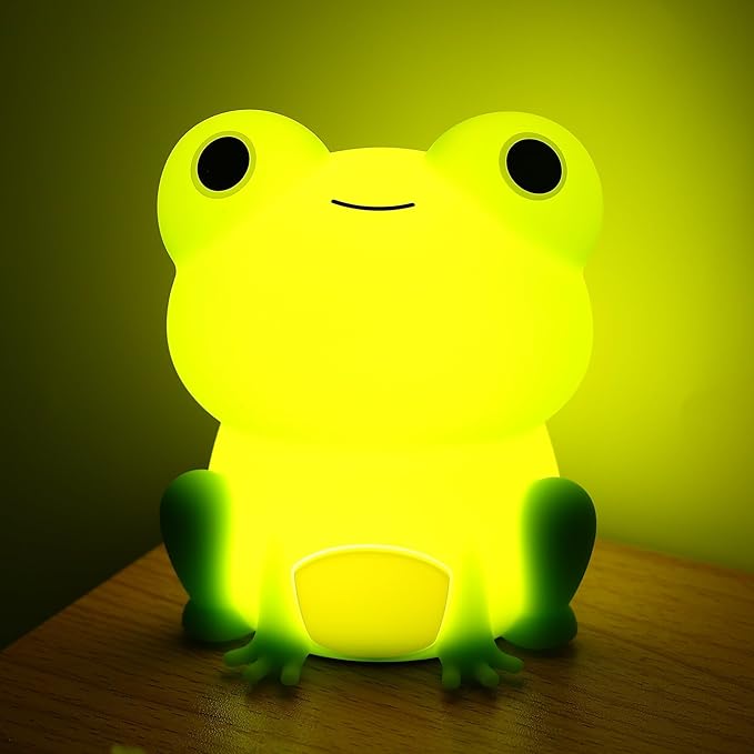 Attivolife Cute Frog Night Light for Kid, Squishy Animal Silicone Lamp, Rechargeable Portable and Dimmable Touch Control, Best Bedroom Bedside Decor Christmas Birthday Gift for Boy Girl Toddler - Bloomnest