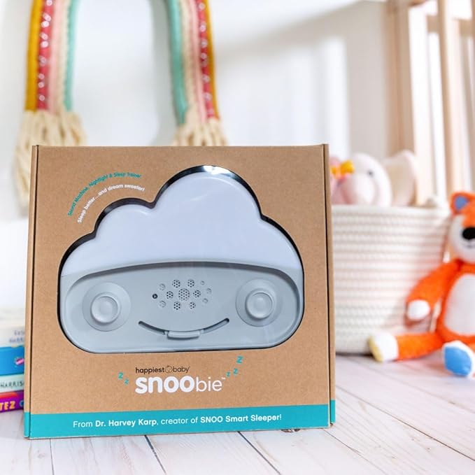 Happiest Baby SNOObie Smart White Noise Machine - Portable Baby Sound Machine with Night Light - 12 Soothing Sounds for Sleep Training, Grey - Bloomnest