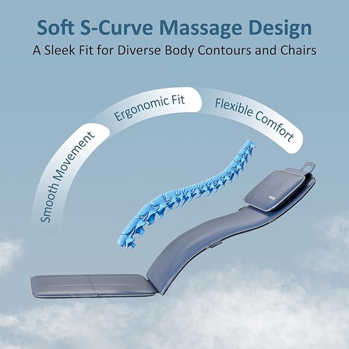 MOUNTRAX Back Massager for Chair, Full Back Massager for Pain Relief Deep Tissue, Massage Chair Pad with Soft S-Curve Design, Versatile Portable Massage Seat Cushion, Chair Massager - Bloomnest