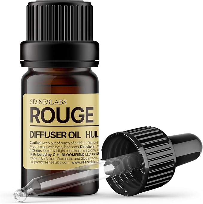 Rouge Diffuser Oil, Ambroxan Molecule-Based Scent, Saffron, Jasmine, Cedarwood Essential Oils Blend for Ultrasonic Diffuser Scent Projects(.33 oz/10 ml) - Bloomnest