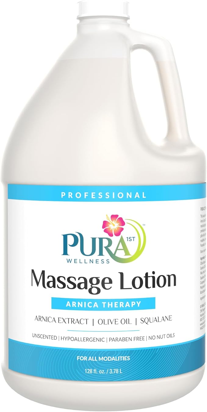 Wellness Professional Arnica Therapy 128oz Massage Lotion, Arnica Lotion for Bruising, Olive Oil, Unscented, Hypoallergenic, Natural, Skin Moisturizing and Hydrating, Deep Tissue - Bloomnest