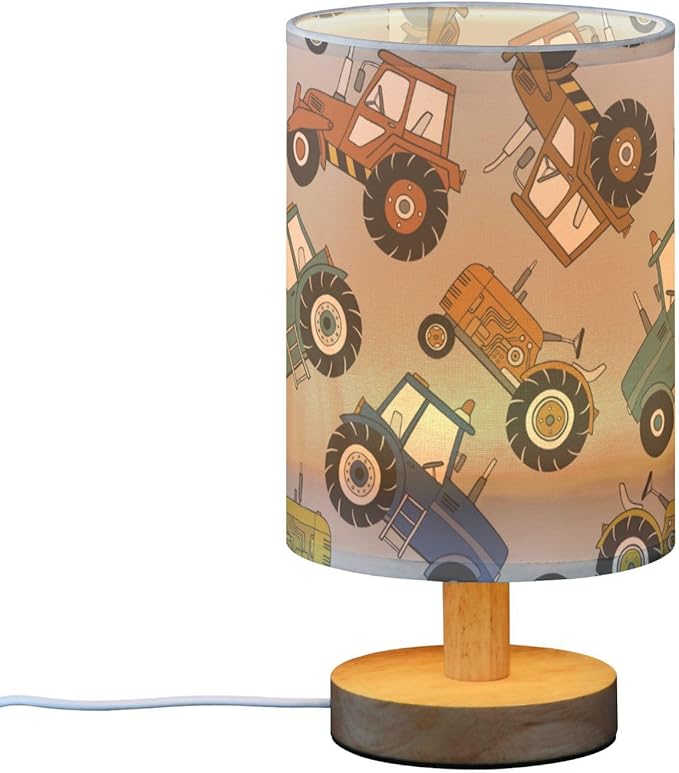Yuiboo Desk Lamp Bedroom Table Lamps with Shade Colorful Tractors Light Grey Lamps for Girls Farmhouse Bedroom lamparas de - Bloomnest