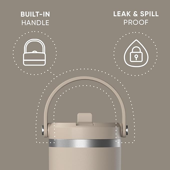 Hydrapeak Nomad 32 oz Tumbler with Handle and Straw Lid, Leakproof, Double Insulated, 32oz Cup Stainless Steel (ST-Latte) - Bloomnest
