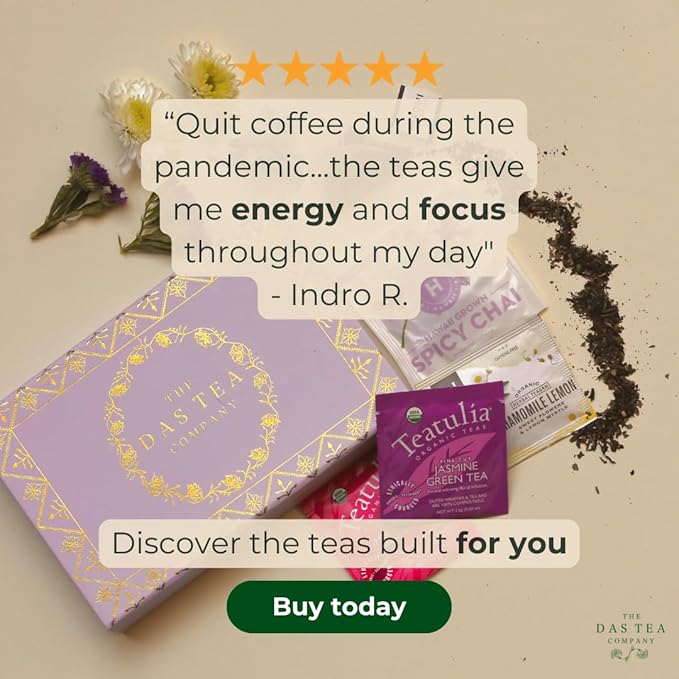 Tea Sampler Gift Set - Self Care Pack - 18 Assorted Organic Tea Bags - Supports Energy, Mood, Restful Sleep and Overall Wellness - Chamomile, Black, Chai, Rooibos, and More - Best Holiday Gifts 2024 - Bloomnest