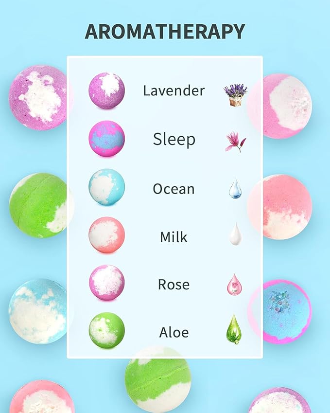 Light Up Bath Bombs with Surprise Inside, 4.23 oz XL Natural Gift Set 6 with Essential Oils, Magnesium Large Bath Bombs for Women Relaxing Spa Skin Moisturize Gifts for Women - Bloomnest