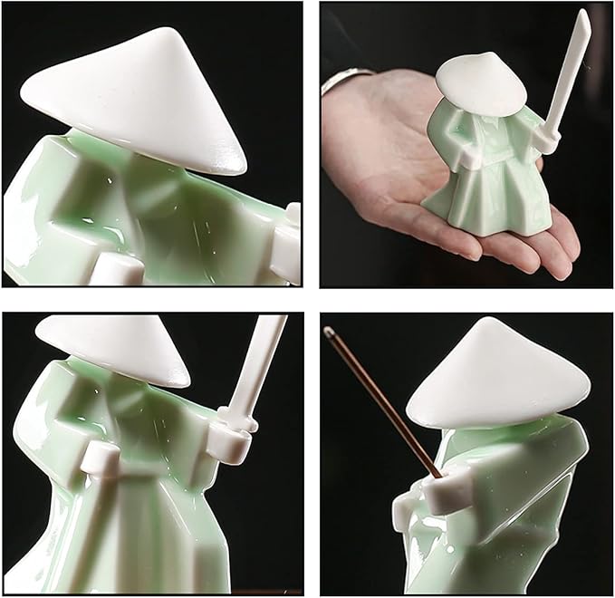 LYART Tea Pet Warrior Statue Figurine Tea Ornament Accessories Cute Kung Fu Tea Ceramic Sculpture Decoration Gift for Tearoom Home Office Children's Day Gift for Tea Lover 1pcs(Green) - Bloomnest