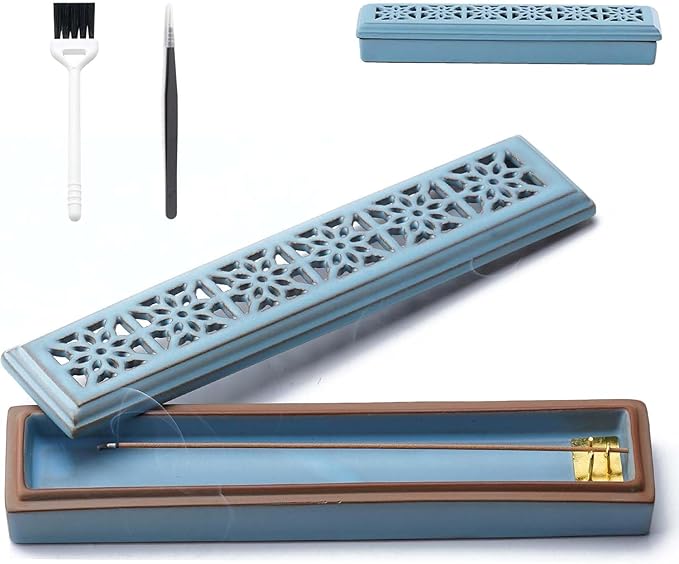 CEREMONY Incense Holder for Sticks，Ceramic Insence-Stick Holder Ash Catcher，Incense Holder Timkburner for Meditation Yoga Spa Room Decor