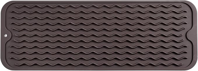 Silicone Dish Drying Mat for Multiple Usage,Easy clean,Eco-friendly,Heat-resistant Silicone Mat for Kitchen Counter,Sink,Bar,Bottle,or Cup Coffee M 17 inches x 6 inches - Bloomnest