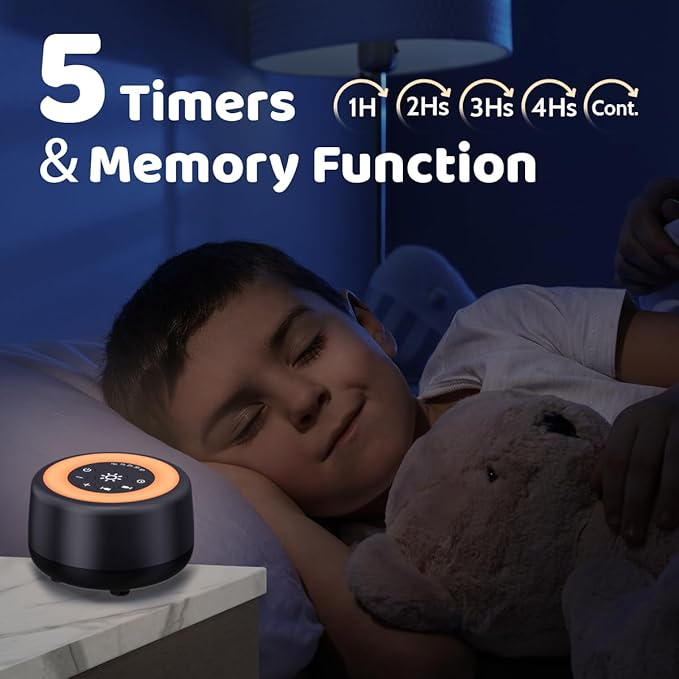 Sleepbox Sound White Noise Machine with 25 Soothing Sounds 10 Colors Warm Night Light 4 Brightness Levels 32 Volume Levels 5 Timer and Memory Function Perfect for Kids Adults Seniors Sleeping Black - Bloomnest