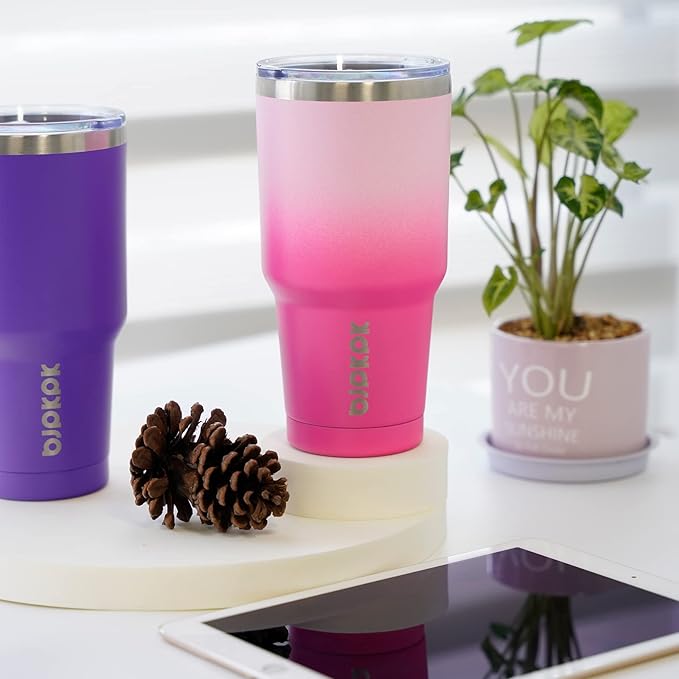 BJPKPK Insulated Tumbler with Clear Flip Lid and Straw, Reusable Stainless Steel Insulated Travel Cup,Orange,30oz - Bloomnest