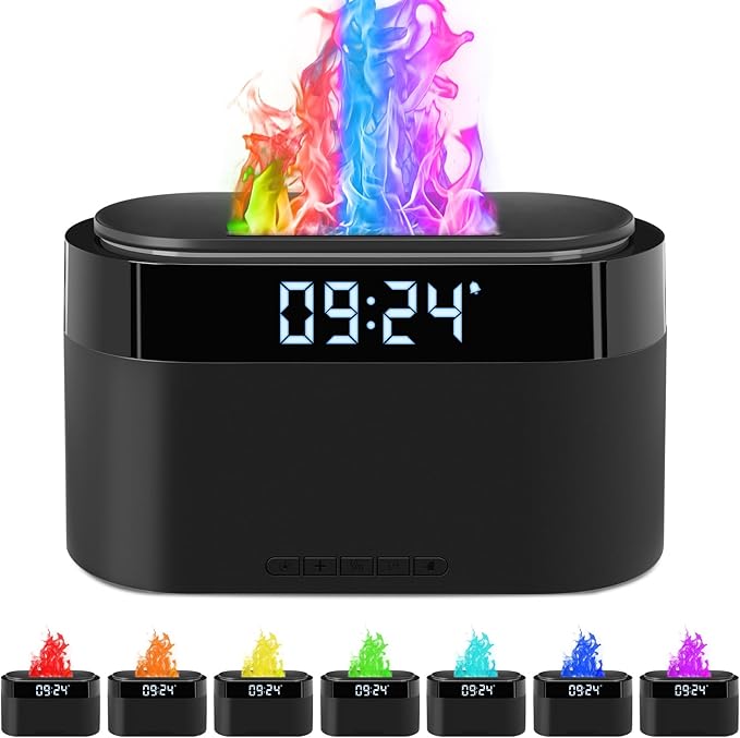Flame Diffuser for Essential Oils, 200ml Essential Oil Diffuser with Alarm Clock, Upgraded Aromatherapy Diffuser Aroma Humidifier with 7 Color Remote & Auto-Off Protection for Home Yoga Office - Bloomnest