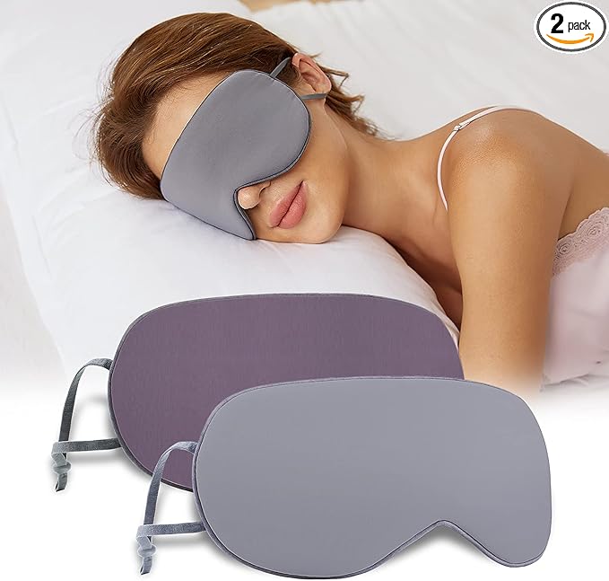 Sleeping Mask 2 Pack, Warm, Cool Double-Sided Use of Sleep Mask, Super Soft Blindfold with Adjustable Strap, Block Out Light, Comfort Sleep Eye Mask for Travel Meditation Nap - Bloomnest