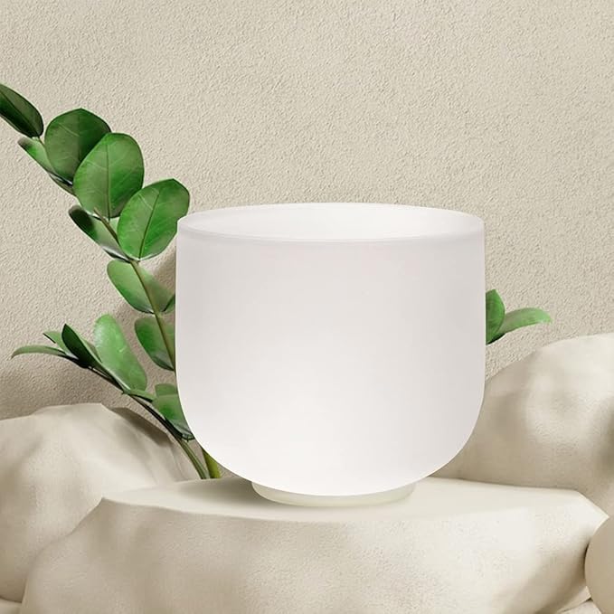 TOPFUND 432Hz G Note Crystal Singing Bowl Throat Chakra 8 inch with Heavy Duty Carrying Case and Suede Mallet - Bloomnest