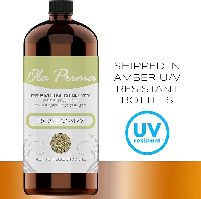 Ola Prima Rosemary Essential Oil (16oz Bulk) for Aromatherapy, Diffuser, Mood Booster – Rosemary Oil for Hair Growth - Bloomnest