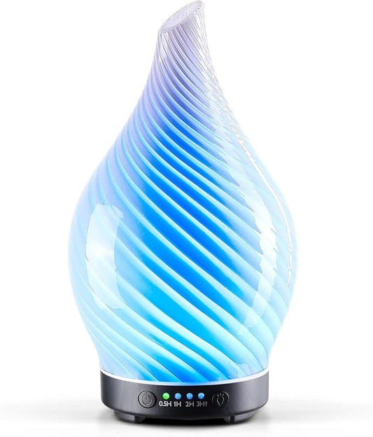 Porseme 150ml Essential Oil Diffuser Glass Color Changing Aroma Air Diffusers Aromatherapy Ultrasonic Cool Mist Humidifier 6 Running Hours Waterless Auto-Off for Sleeping Yoga Office Spa (Pure White) - Bloomnest