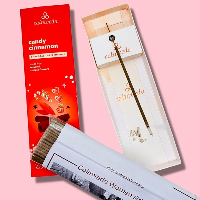 Candy Cinnamon Incense Stick Holiday - Incense (80 Sticks) Spicy, Creamy Vanilla and Flavorful Tangerine Incense | Charcoal Free, Made from Upcycled Flowers | Fall Incense Sticks for Holiday Fun