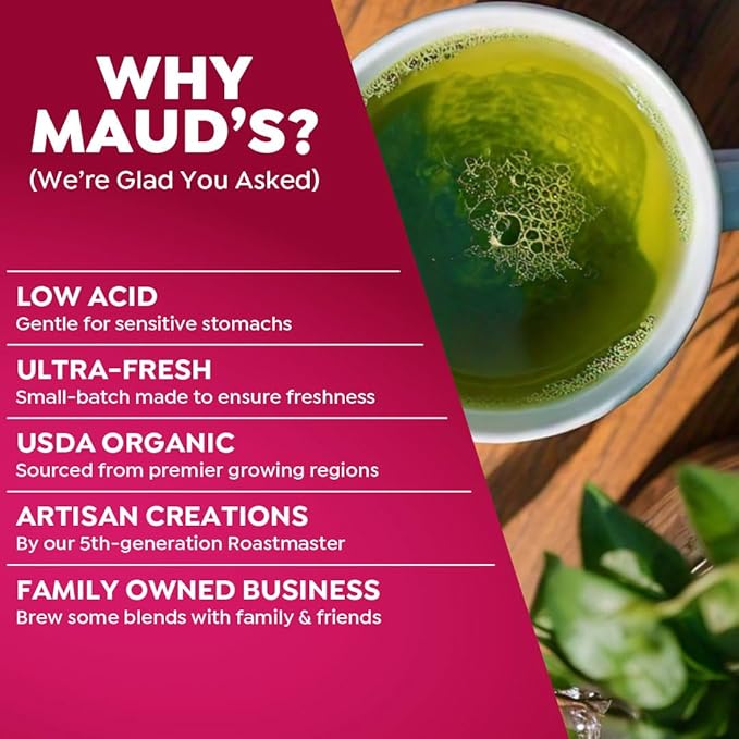 Maud's Organic Matcha Green Tea Pods, 24 ct, Recyclable Single Serve Tea Pods – 100% Gourmet Blended Tea Leaves, Compatible with Keurig K Cups Maker - Bloomnest