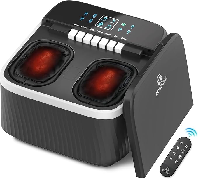 COMFIER FSA Eligible Foot Massager with Heat, Shiatsu Foot Massager Machine for Neuropathy Plantar Fasciitis, Squeeze & Rolling Foot Massage, Remote Control & Piano-Key Button - Bloomnest