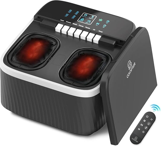 COMFIER FSA Eligible Foot Massager with Heat, Shiatsu Foot Massager Machine for Neuropathy Plantar Fasciitis, Squeeze & Rolling Foot Massage, Remote Control & Piano-Key Button - Bloomnest