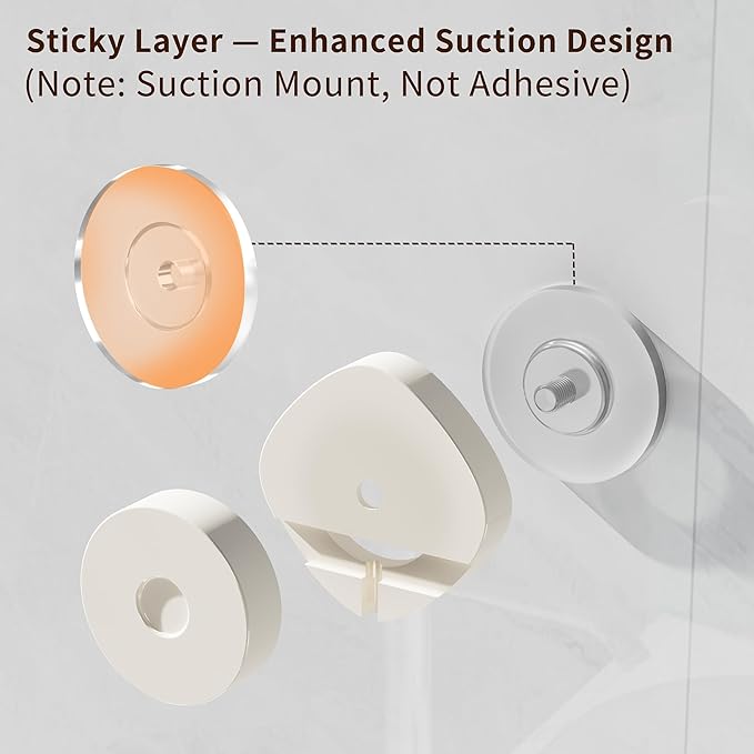 KEGII Shower Caddy Suction Cup with Soap Holder and Hooks, Removable Suction Bathroom Organizer Shelf, No Drilling Shower Organizer, Stainless Steel Shampoo Holder for Bathroom Storage, Cream White - Bloomnest