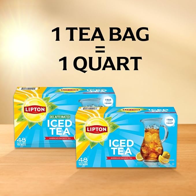 Lipton Unsweetened Iced Tea Bags, Family Size Zero Calories, 48 Tea Bags - Bloomnest