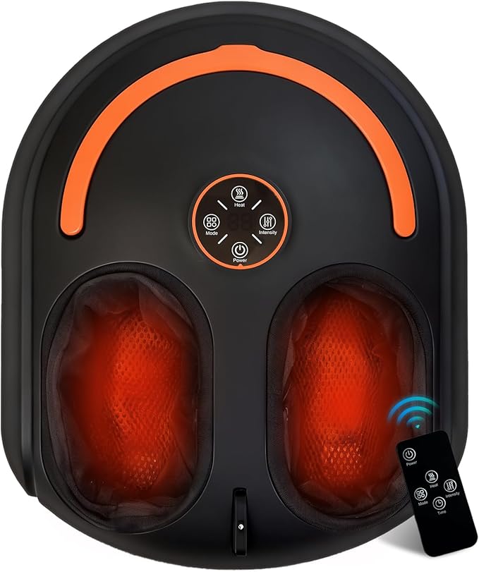 Shiatsu Foot Massager Electric Feet Massage Machine Deep Kneading Relief for Plantar Fasciitis, Air Compression, 3 Heat Levels Relax for Home Office Use, Christmas Gifts for Women Mom Dad Black - Bloomnest