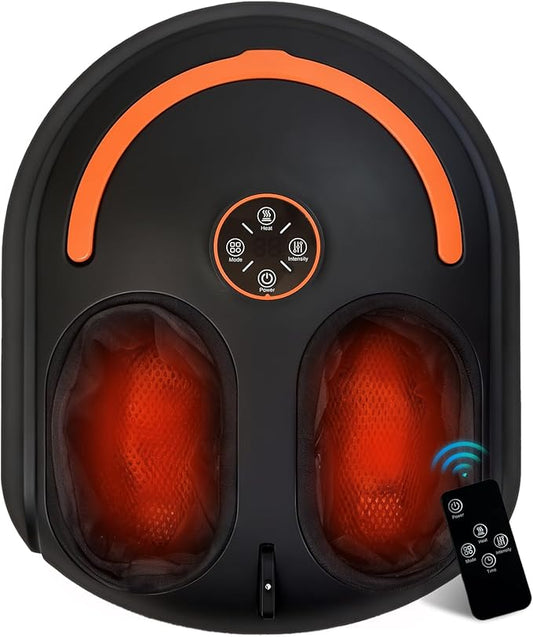 Shiatsu Foot Massager Electric Feet Massage Machine Deep Kneading Relief for Plantar Fasciitis, Air Compression, 3 Heat Levels Relax for Home Office Use, Christmas Gifts for Women Mom Dad Black - Bloomnest