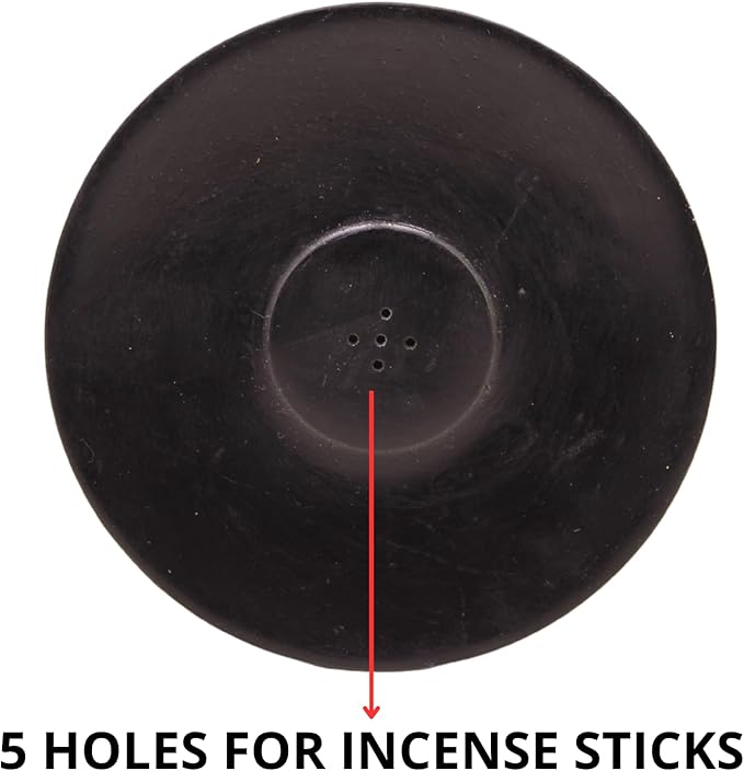 Handmade Marble Incense Holder - Round Incense Burner with Multiple Holes for Incense Sticks. Decorative Ash Catcher for Home and Office Decor. (4 inch Diameter, Black) - Bloomnest