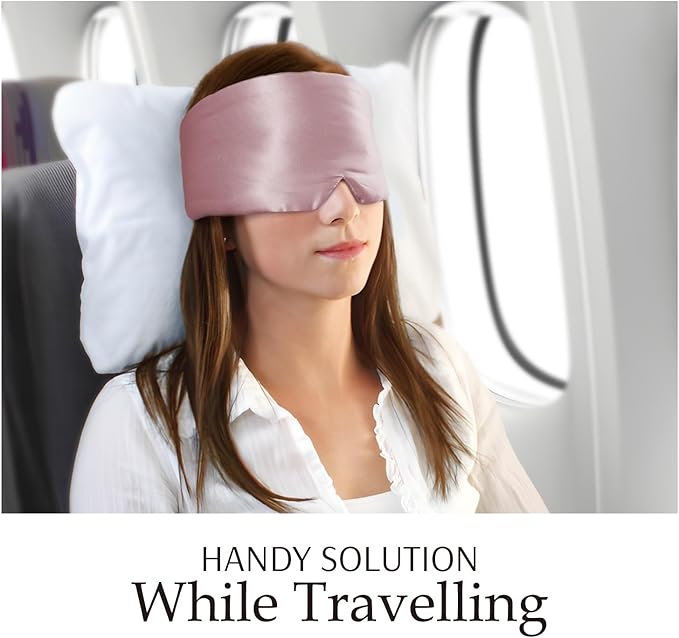 Zenssia 100% Mulberry Silk Sleep Mask Eye Mask for Man and Woman with Adjustable Headband, Full Size Large Sleep Mask & Blindfold for Total Blackout for All Night Sleep, Travel & Nap- Light Plum - Bloomnest