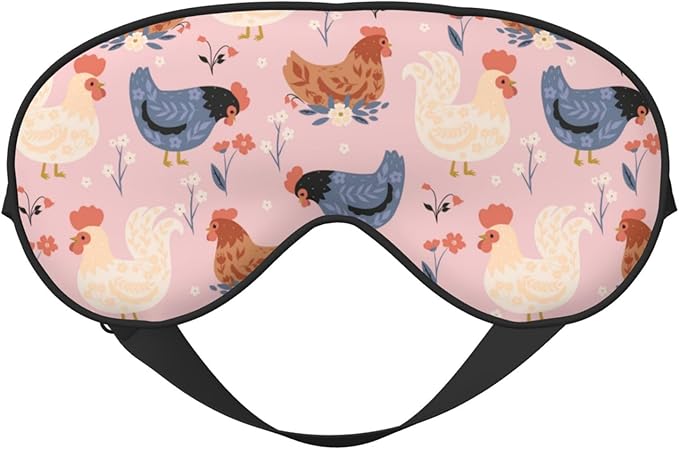 Sleep Mask Cute Chickens and Flowers Comfortable Eye Mask with Adjustable Strap Soft Eye Cover Blindfold for Travel Yoga Nap Shift Work - Bloomnest