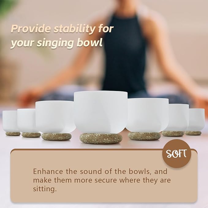 7 Pcs Singing Bowl Cushion Set for 6-12" Tibetan Singing Bowls, Handmade Silk Brocade Round Cushion Pillow for Meditation Sound Healing and Crystal Sound Bowls Accessories(Brown) - Bloomnest
