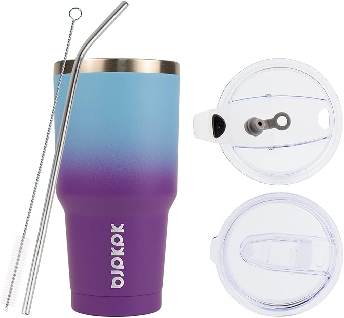 BJPKPK 30oz Color Block Tumbler With Lid And Straw,Stainless Steel Double Wall Vacuum Insulated Tumblers,Ocean Dream - Bloomnest