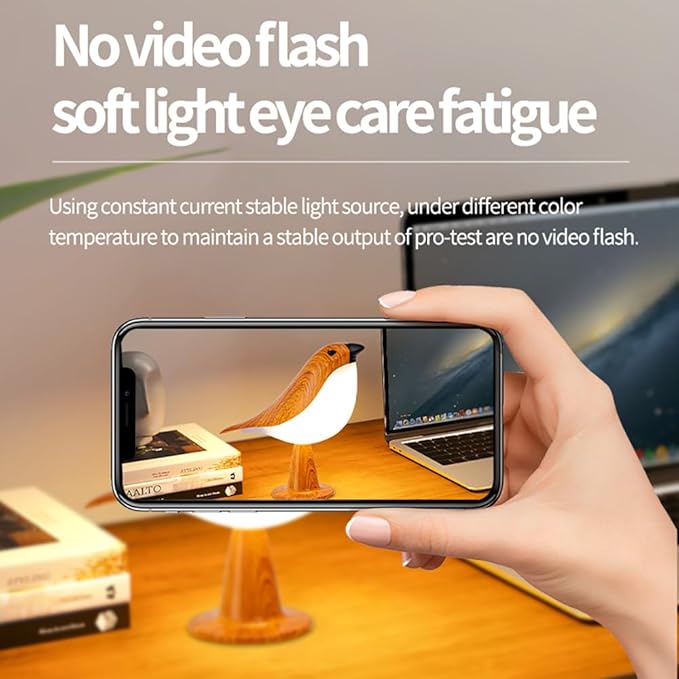 Bird Table Lamp with Remote & Touch Control | 3 Color Temperature & 3-Level Brightness Adjustable Night Light | Rechargeable Cordless Bedside Lamp for Bedroom Office Dorm | Timer & Bird Lover Gifts - Bloomnest